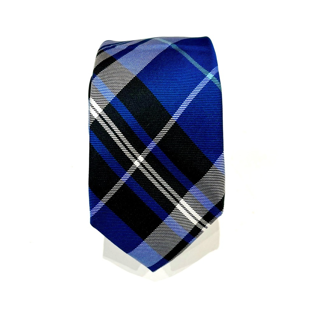 Ben Sherman Blue and Black Plaid Tie